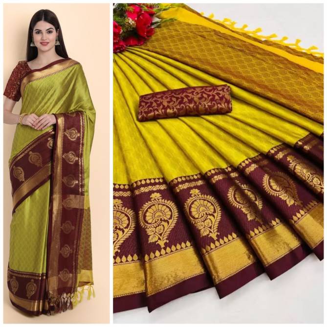 Fancy Cotton Silk Fancy Ethnic Wear Designer Saree Collection